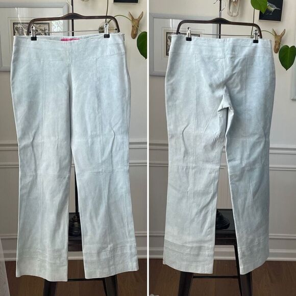 Thalia Sodi Pants - Thalia Sodi Seafoam Light Sage Green Suede Leather Pants 13 14